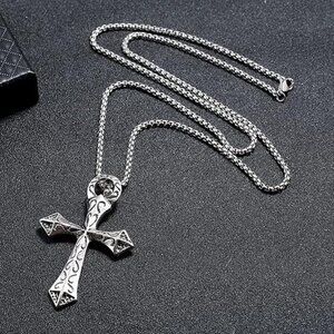 Necklace for Men Women with 23.6'' Stainless Steel Square Pearl Chain